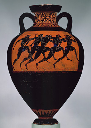 Greek vase with athletes